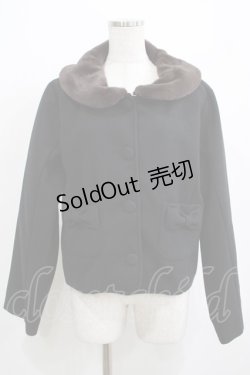 画像1: m petit by misako / ファー襟ショートコート L ブラック H-25-04-02-033-LO-CO-NS-ZH