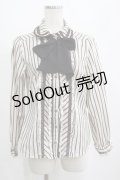 axes femme / レジメンタルストライプリボンブラウス M アイボリー H-25-04-02-036-AX-BL-NS-ZH