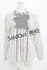 axes femme / レジメンタルストライプリボンブラウス M アイボリー H-25-04-02-036-AX-BL-NS-ZH