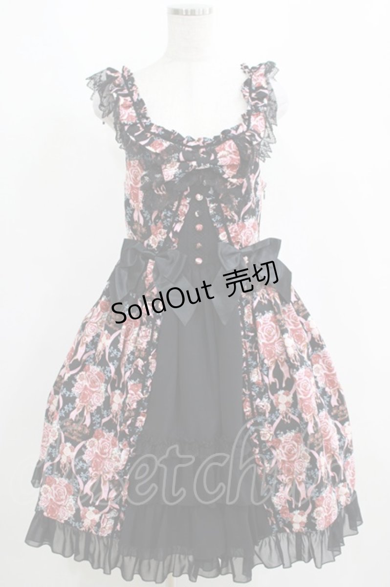 画像1: BABY,THE STARS SHINE BRIGHT / Pearl Bouquet柄ジャンパースカートII型 Free ブラック H-25-04-02-004-BA-OP-NS-ZH (1)