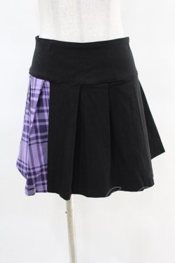 画像1: KILL STAR / CATTLE PLEATED SKIRT L ブラック/ライラックタータン H-25-04-02-1006-SL-SK-KB-ZH