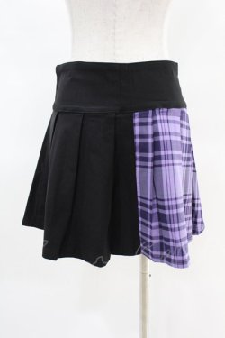画像2: KILL STAR / CATTLE PLEATED SKIRT L ブラック/ライラックタータン H-25-04-02-1006-SL-SK-KB-ZH