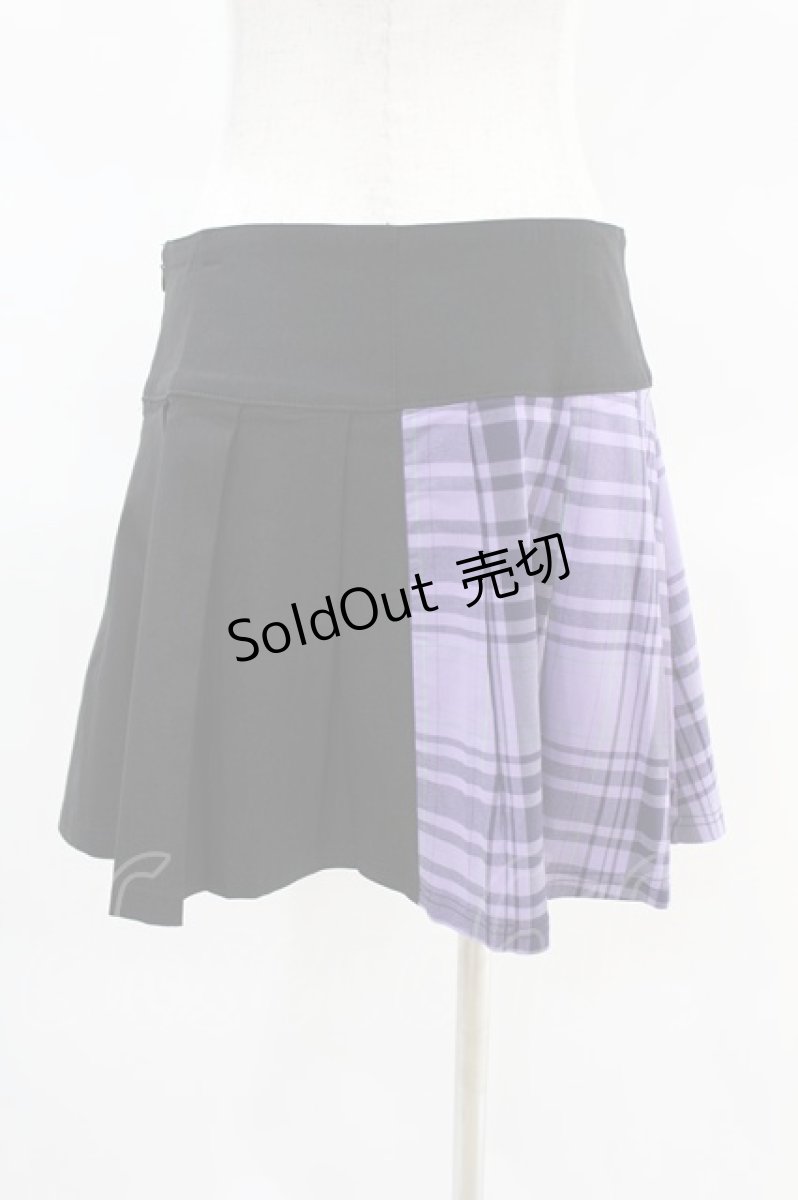 画像2: KILL STAR / CATTLE PLEATED SKIRT M ブラック/ライラックタータン H-25-04-02-1009-SL-SK-KB-ZS (2)