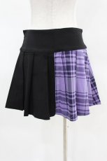 画像2: 【SALE】KILL STAR / CATTLE PLEATED SKIRT S ブラック/ライラックタータン H-25-04-02-1012-SL-SK-KB-ZT382 (2)