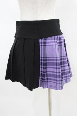 画像2: KILL STAR / CATTLE PLEATED SKIRT XS ブラック/ライラックタータン H-25-04-02-1014-SL-SK-KB-ZH