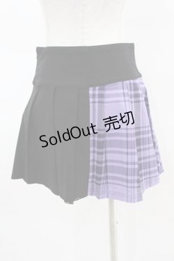 画像2: KILL STAR / CATTLE PLEATED SKIRT XS ブラック/ライラックタータン H-25-04-02-1014-SL-SK-KB-ZH