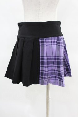 画像2: KILL STAR / CATTLE PLEATED SKIRT XS ブラック/ライラックタータン H-25-04-02-1015-SL-SK-KB-ZH
