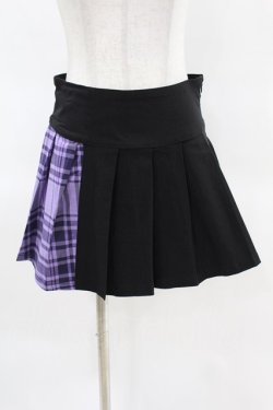 画像1: KILL STAR / CATTLE PLEATED SKIRT XS ブラック/ライラックタータン H-25-04-02-1016-SL-SK-KB-ZH