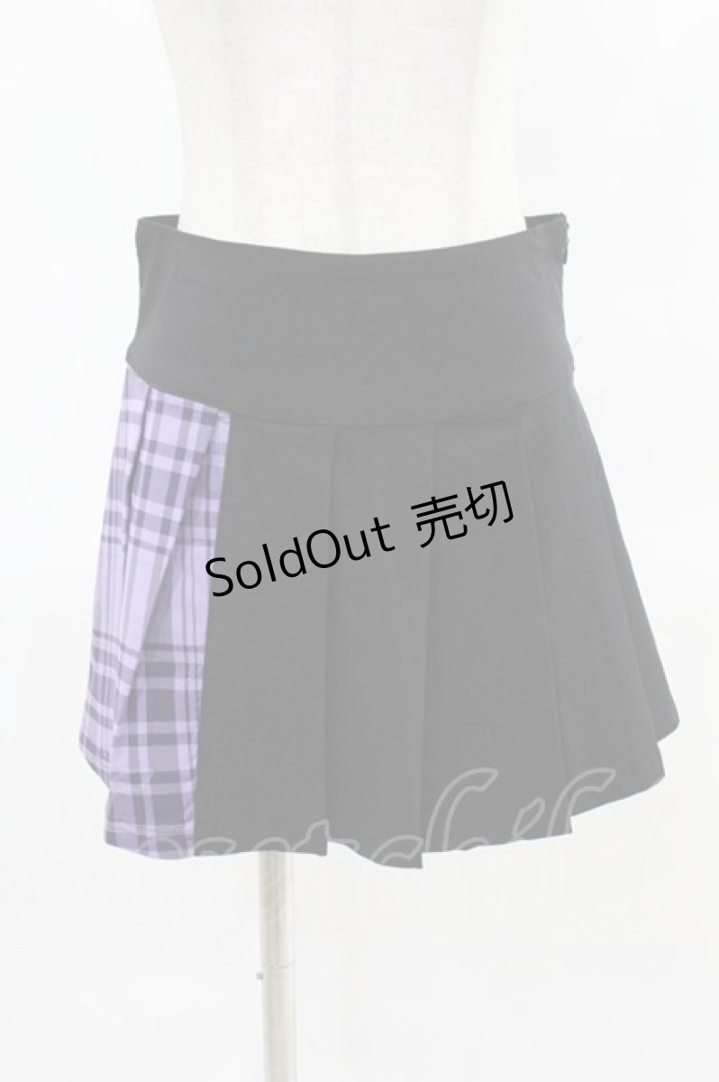 画像1: KILL STAR / CATTLE PLEATED SKIRT XS ブラック/ライラックタータン H-25-04-02-1017-SL-SK-KB-ZY (1)