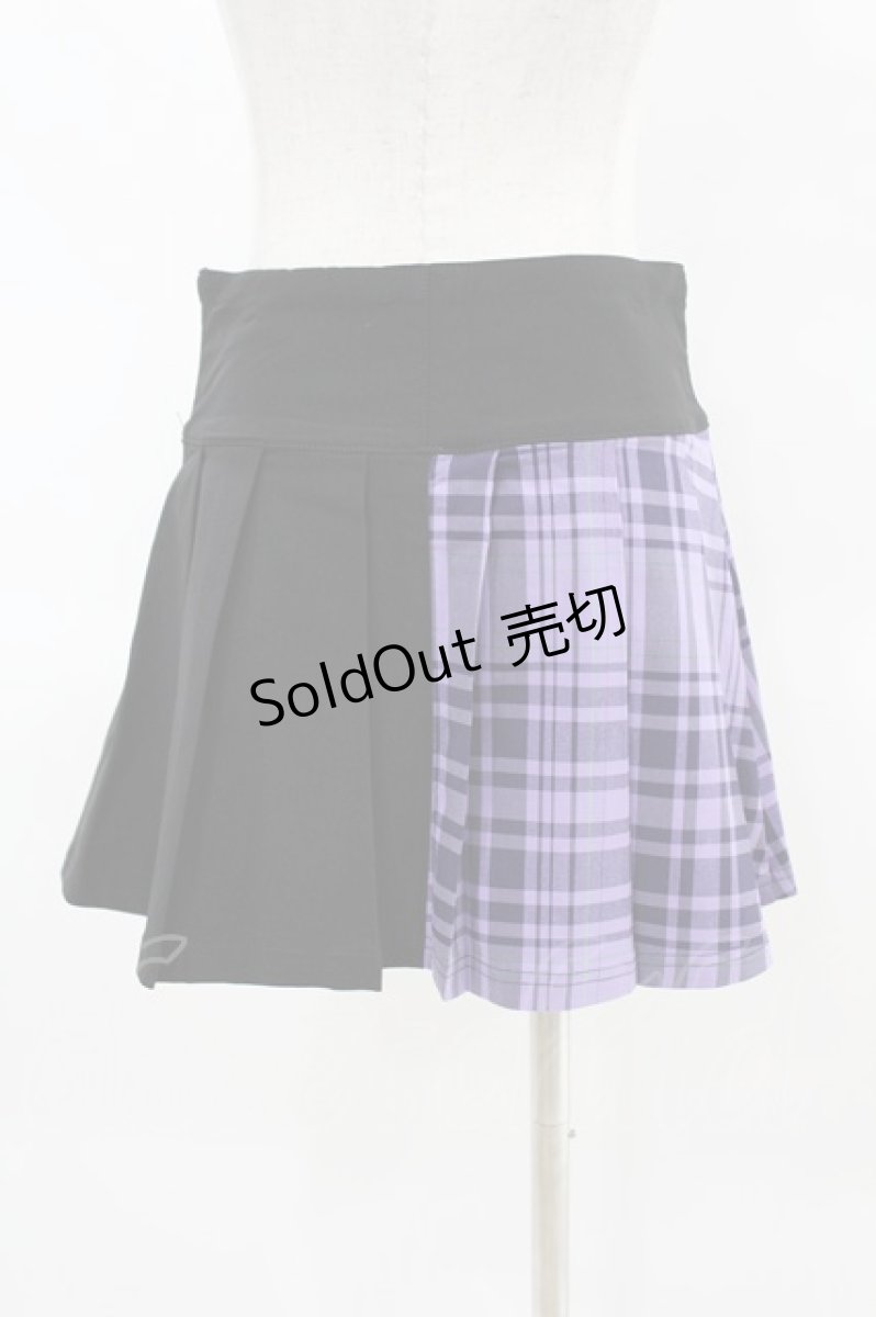 画像2: KILL STAR / CATTLE PLEATED SKIRT XS ブラック/ライラックタータン H-25-04-02-1017-SL-SK-KB-ZY (2)