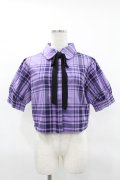 KILL STAR / HAYEE RIBBON SHIRT L ライラックタータン H-25-04-02-1040-SL-BL-KB-ZH