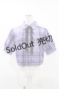 KILL STAR / HAYEE RIBBON SHIRT L ライラックタータン H-25-04-02-1040-SL-BL-KB-ZH