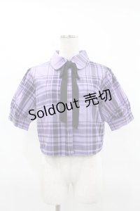 KILL STAR / HAYEE RIBBON SHIRT L ライラックタータン H-25-04-02-1040-SL-BL-KB-ZH
