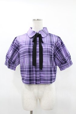 画像1: KILL STAR / HAYEE RIBBON SHIRT L ライラックタータン H-25-04-02-1040-SL-BL-KB-ZH