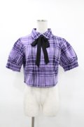 KILL STAR / HAYEE RIBBON SHIRT M ライラックタータン H-25-04-02-1041-SL-BL-KB-ZH