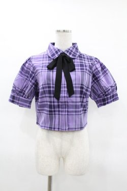 画像1: KILL STAR / HAYEE RIBBON SHIRT M ライラックタータン H-25-04-02-1041-SL-BL-KB-ZH