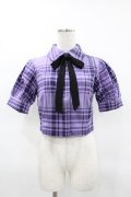KILL STAR / HAYEE RIBBON SHIRT XS ライラックタータン H-25-04-02-1042-SL-BL-KB-ZH