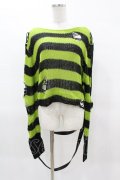 KILL STAR / SLUGS N' SNAILS KNIT SWEATER L 黒×黄緑 H-25-04-02-1045-SL-TO-KB-ZH