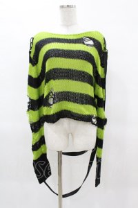 KILL STAR / SLUGS N' SNAILS KNIT SWEATER L 黒×黄緑 H-25-04-02-1045-SL-TO-KB-ZH