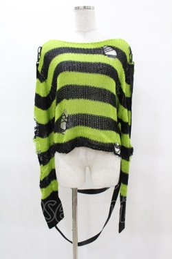 画像1: KILL STAR / SLUGS N' SNAILS KNIT SWEATER L 黒×黄緑 H-25-04-02-1045-SL-TO-KB-ZH