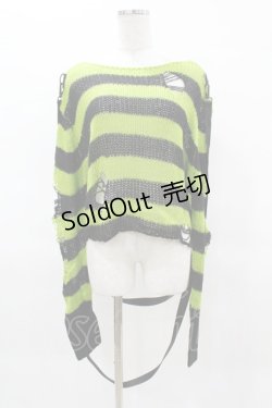 画像1: KILL STAR / SLUGS N' SNAILS KNIT SWEATER L 黒×黄緑 H-25-04-02-1045-SL-TO-KB-ZH