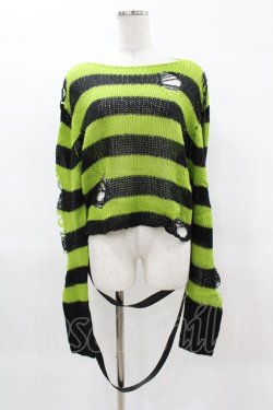 画像1: KILL STAR / SLUGS N' SNAILS KNIT SWEATER L 黒×黄緑 H-25-04-02-1046-SL-TO-KB-ZH