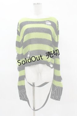 画像1: KILL STAR / SLUGS N' SNAILS KNIT SWEATER L 黒×黄緑 H-25-04-02-1046-SL-TO-KB-ZH