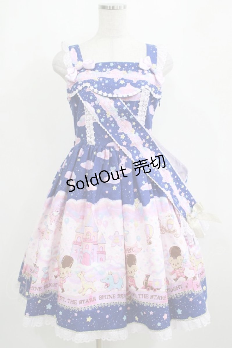 画像1: BABY,THE STARS SHINE BRIGHT / Toy's Fluffy Dream柄ジャンパースカートI Free ネイビー H-25-04-02-014-BA-OP-NS-ZH (1)