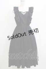 axes femme POETIQUE / トランプ刺繍エプロン風ワンピース M ブラック H-25-04-02-017-AX-OP-NS-ZH