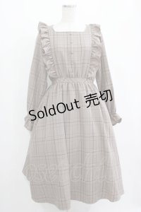 m petit by misako / チェック長袖ワンピース M ブラウン H-25-04-02-019-LO-OP-NS-ZH
