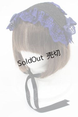 画像1: Moi-meme-Moitie / クロスアーチレースヘッドドレス  黒×青 H-25-04-03-1038-MO-AC-KB-ZH