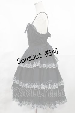 画像2: Moi-meme-Moitie / シャンデリアアレース3段ティアードジャンパースカート  ブラック×シルバー H-25-07-17-1009-MO-OP-KB-ZH