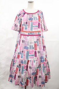 Jane Marple Dans Le Salon / Constructed stripes surf dress M ピンク H-25-04-03-1012-JM-OP-KB-ZH