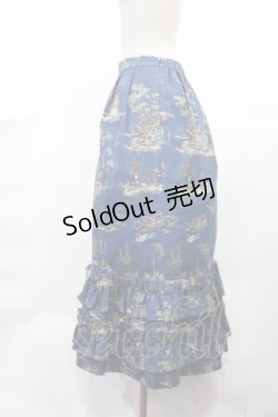 画像2: Jane Marple Dans Le Salon / Playful garden frill hem skirt  steel blue H-25-04-03-1016-JM-SK-KB-ZH