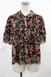 Jane Marple / Strawberry gardenブラウス  ブラック H-25-04-03-1028-JM-BL-KB-ZH