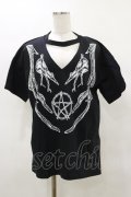 Restyle / Black pagan tshirt with choker Antlers Top XXL ブラック H-25-04-03-011-GO-TO-KB-ZH