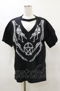 Restyle / Black pagan tshirt with choker Antlers Top XXL ブラック H-25-04-03-011-GO-TO-KB-ZH