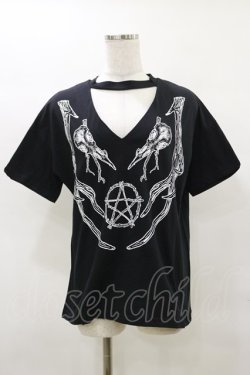 画像1: Restyle / Black pagan tshirt with choker Antlers Top M ブラック H-25-04-03-012-GO-TO-KB-ZH
