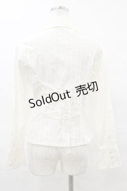 画像2: Moi-meme-Moitie / 燭台刺繍タイ付ストライプブラウス  オフ白 H-25-04-03-025-MO-BL-KB-ZH
