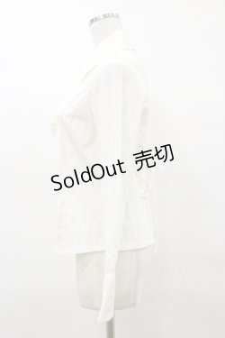 画像3: Moi-meme-Moitie / 燭台刺繍タイ付ストライプブラウス  オフ白 H-25-04-03-025-MO-BL-KB-ZH