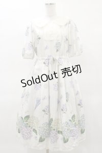 Melody BasKet / 紫陽花のピューリタンカラーワンピース M アイボリー H-25-04-03-036-LO-OP-KB-ZH