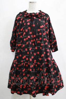 画像1: Jane Marple / Skipping cherriesチュニックドレス  黒 H-25-04-04-028-JM-OP-KB-ZH
