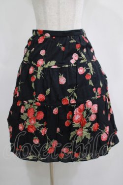 画像1: Jane Marple / Berryプリントのピンタックスカート  黒 H-25-04-04-030-JM-SK-KB-ZH