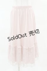 axes femme / 繊細レースミディ丈ペチスカート M ピンク H-25-04-04-1039-AX-SK-NS-ZH