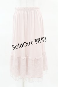 axes femme / 繊細レースミディ丈ペチスカート M ピンク H-25-04-04-1039-AX-SK-NS-ZH