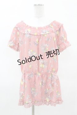 画像1: axes femme / フルーツ柄トップス M ピンク H-25-04-04-1048-AX-TO-NS-ZH