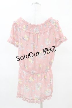 画像2: axes femme / フルーツ柄トップス M ピンク H-25-04-04-1048-AX-TO-NS-ZH