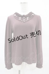 axes femme / 薔薇モチーフリブプルオーバー M パープル H-25-04-04-1054-AX-TO-NS-ZH