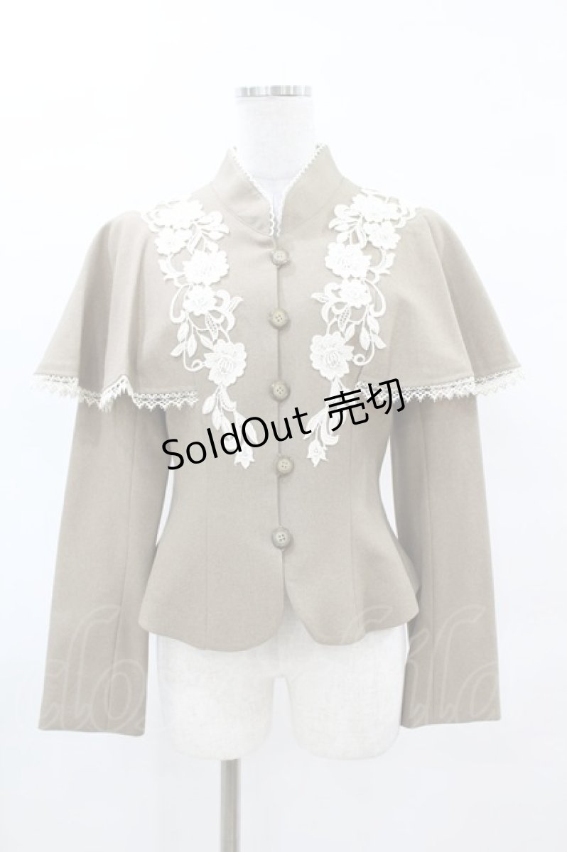 画像1: Innocent World / つる薔薇レースケープ付きショートコート M モカ×生成/Mocha×Beige H-25-04-04-1025-IW-CO-NS-ZH (1)