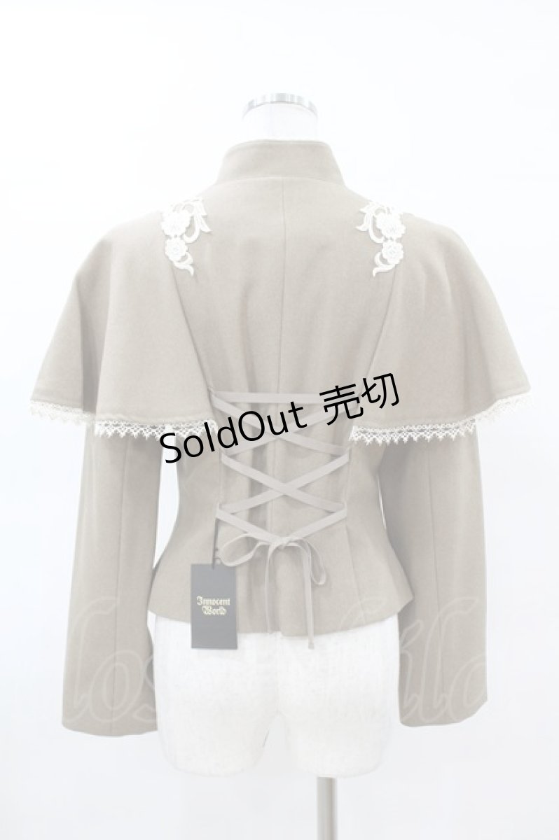 画像2: Innocent World / つる薔薇レースケープ付きショートコート M モカ×生成/Mocha×Beige H-25-04-04-1025-IW-CO-NS-ZH (2)